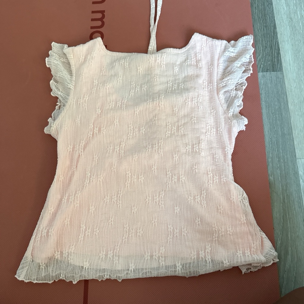 Elegant Lace Trim Pink Top